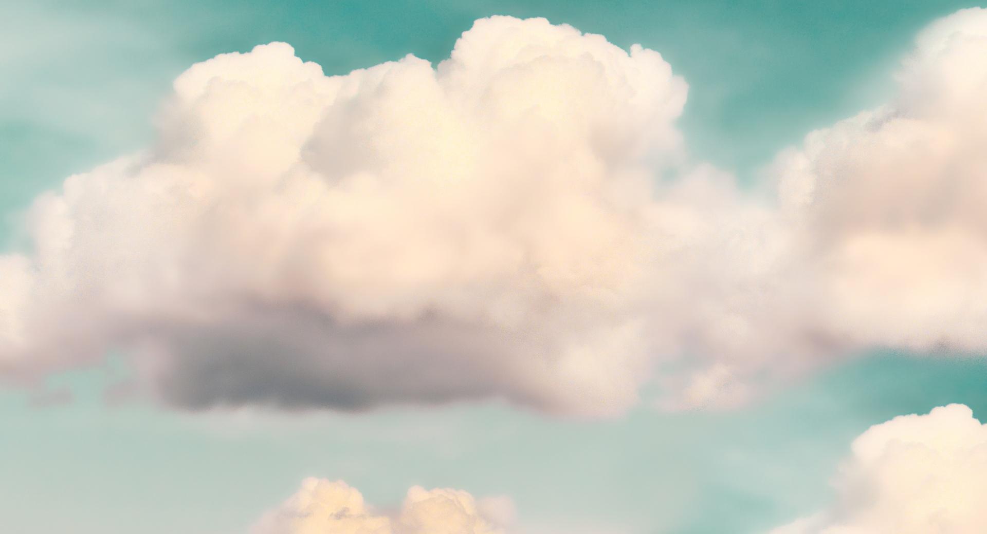 Light Green Sky and Fluffy Clouds at 640 x 1136 iPhone 5 size wallpapers HD quality