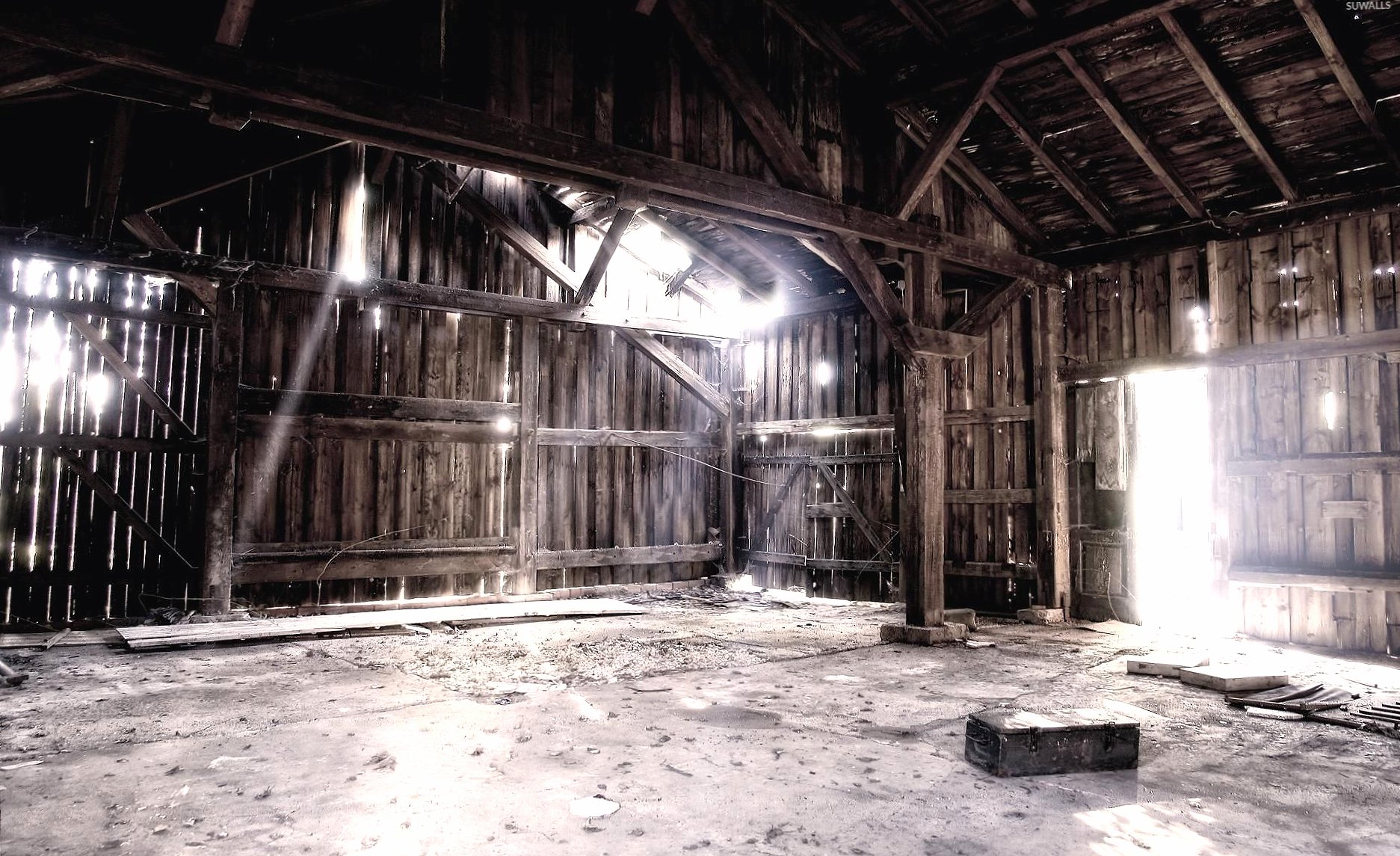 Light shines in the ruined barn wallpapers HD quality