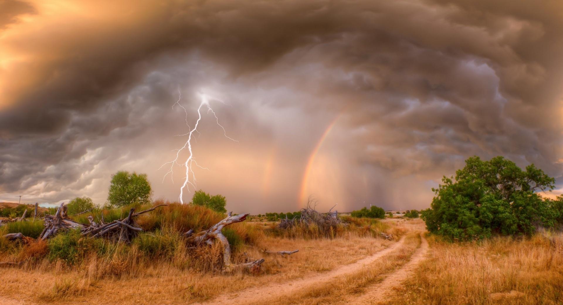 Lightning Rainbow Clouds at 1152 x 864 size wallpapers HD quality