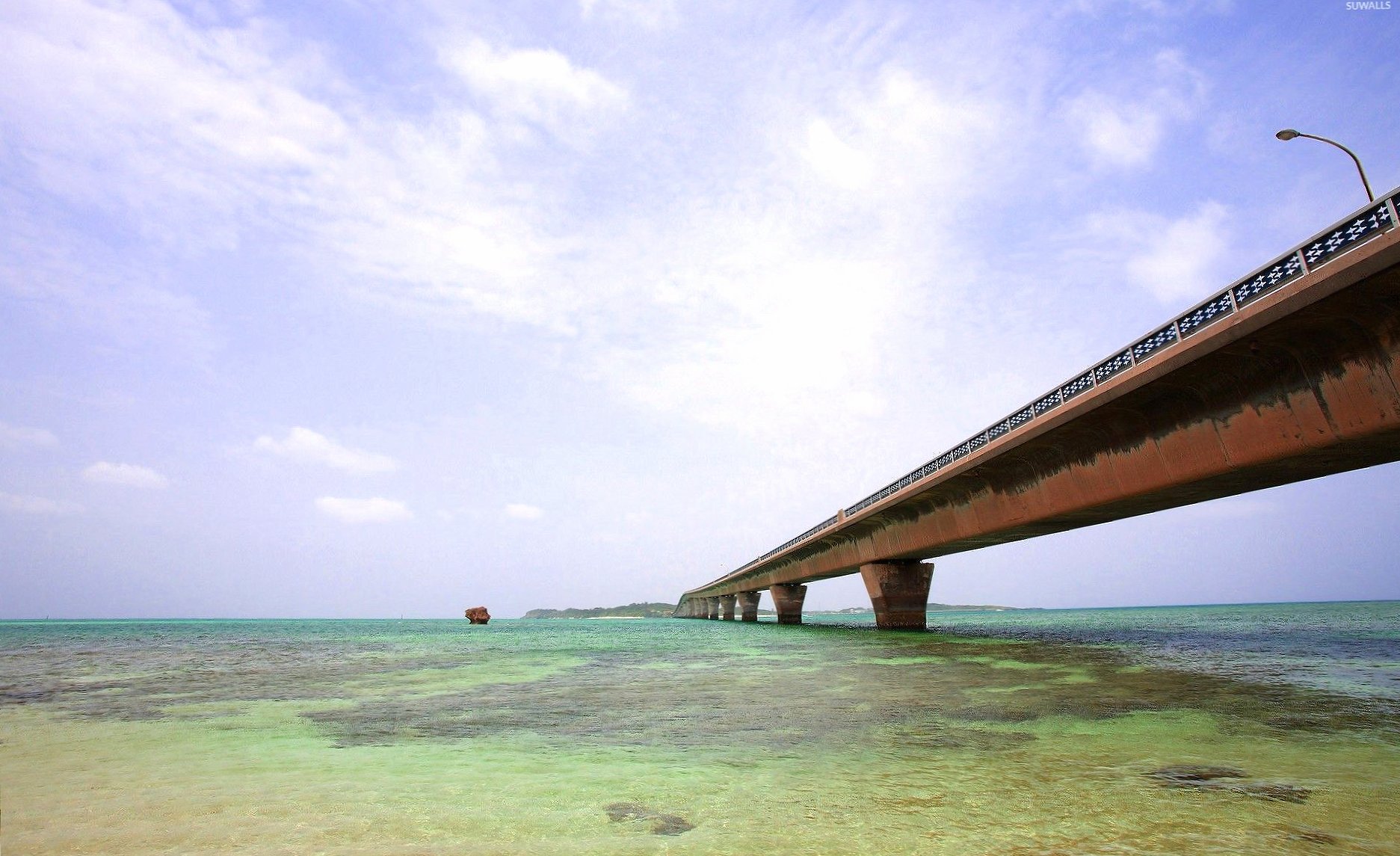 Long bridge to the island at 750 x 1334 iPhone 6 size wallpapers HD quality