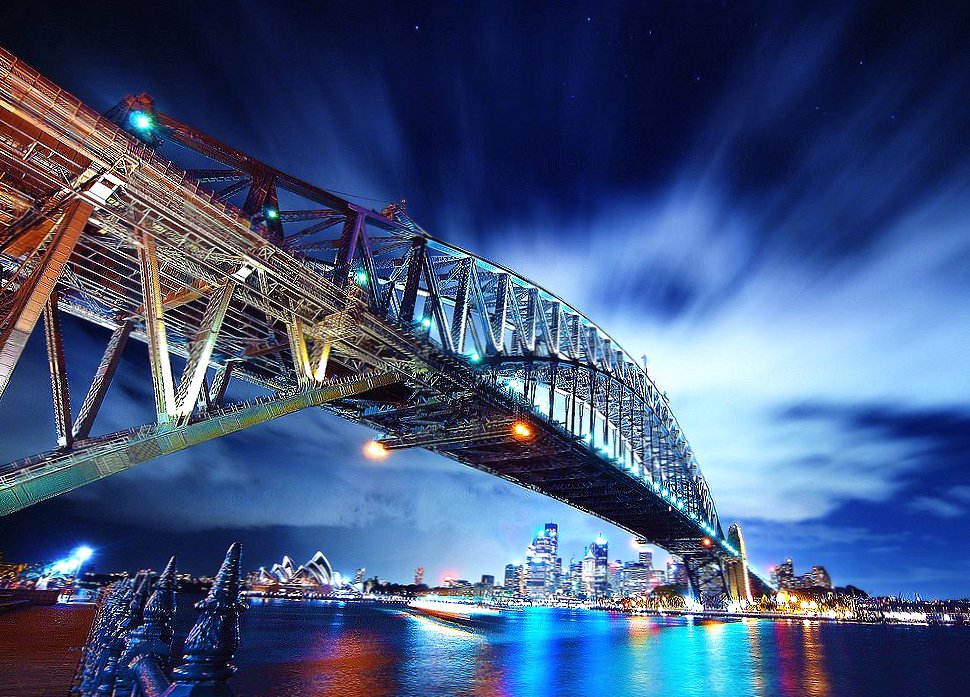 Night bridge in sidney city at 1600 x 1200 size wallpapers HD quality