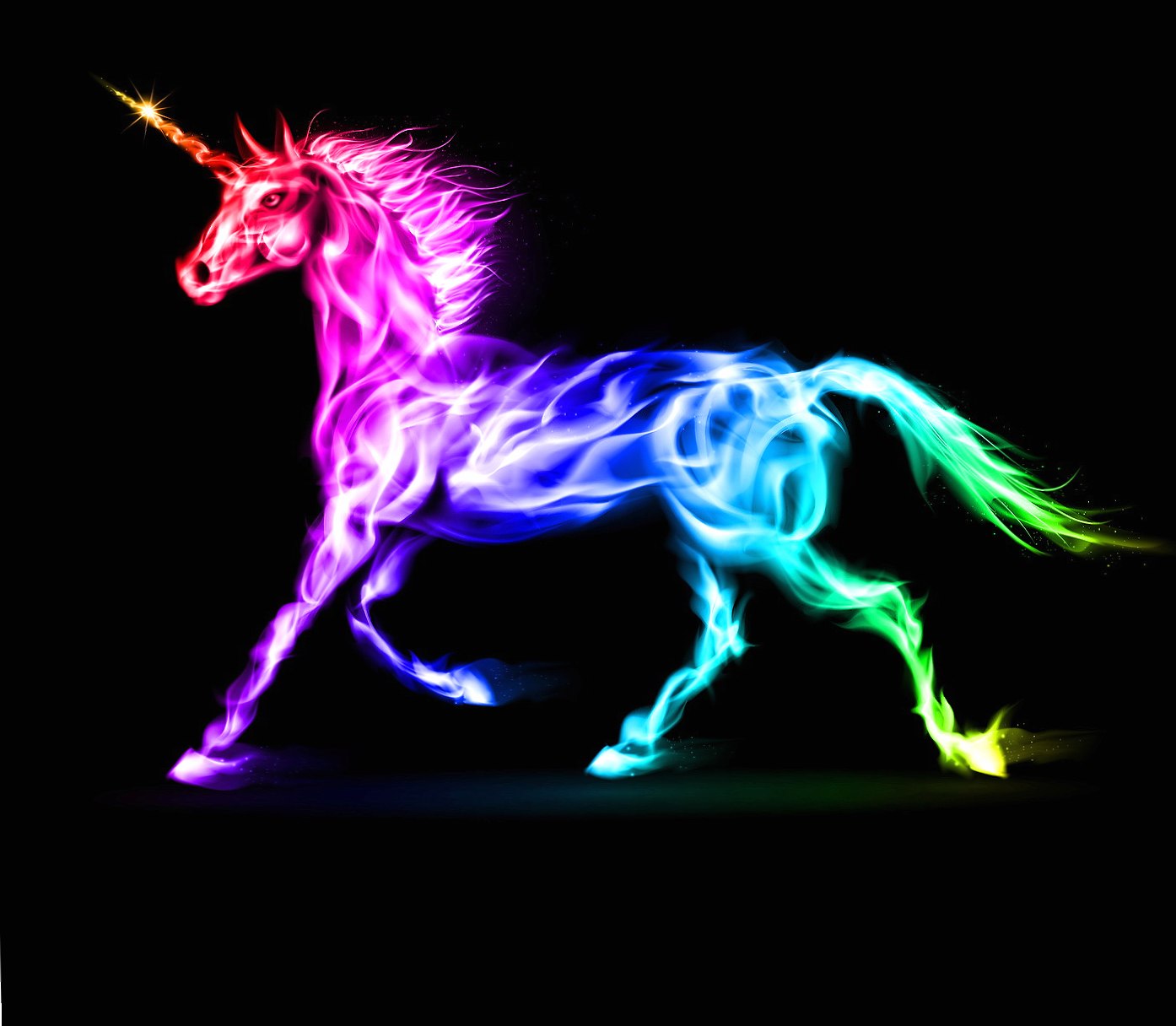 Rainbow Unicorn at 1024 x 1024 iPad size wallpapers HD quality