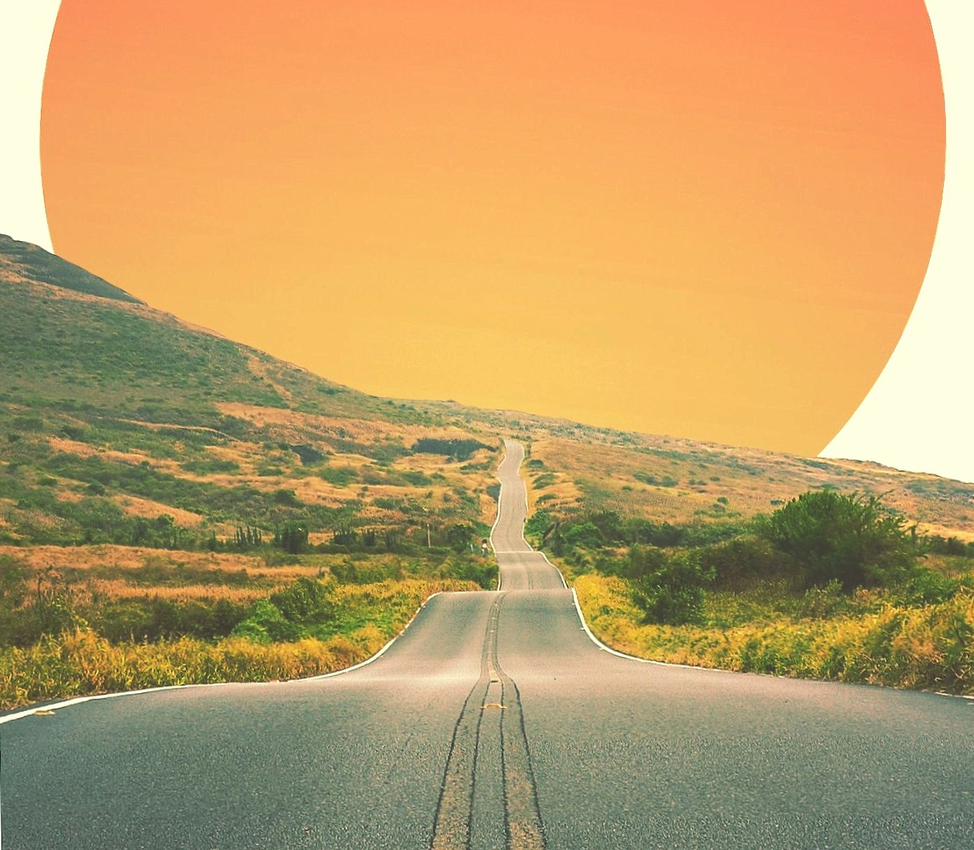 Road to sunset at 2048 x 2048 iPad size wallpapers HD quality