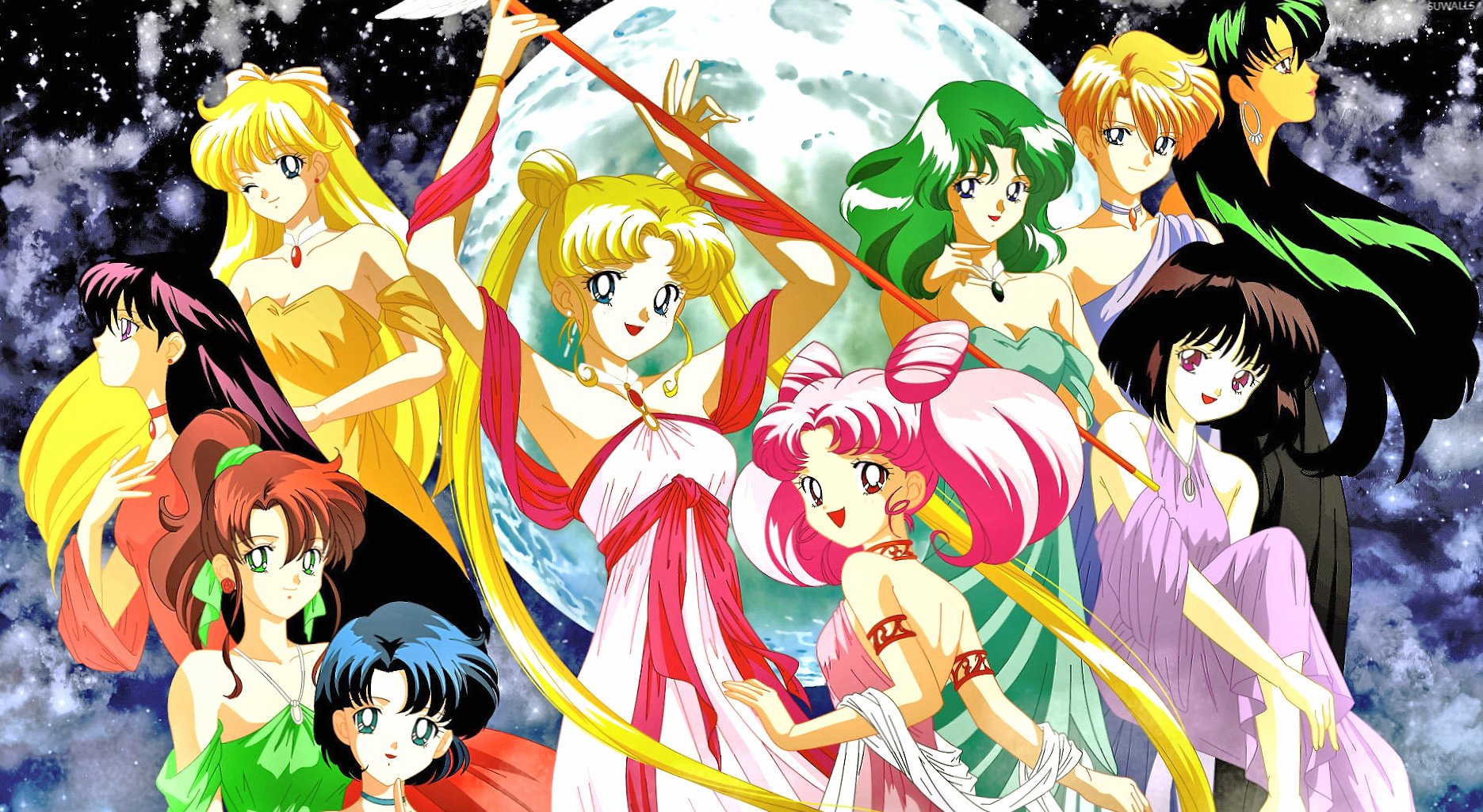 Sailor Moon character gathering at 1600 x 1200 size wallpapers HD quality