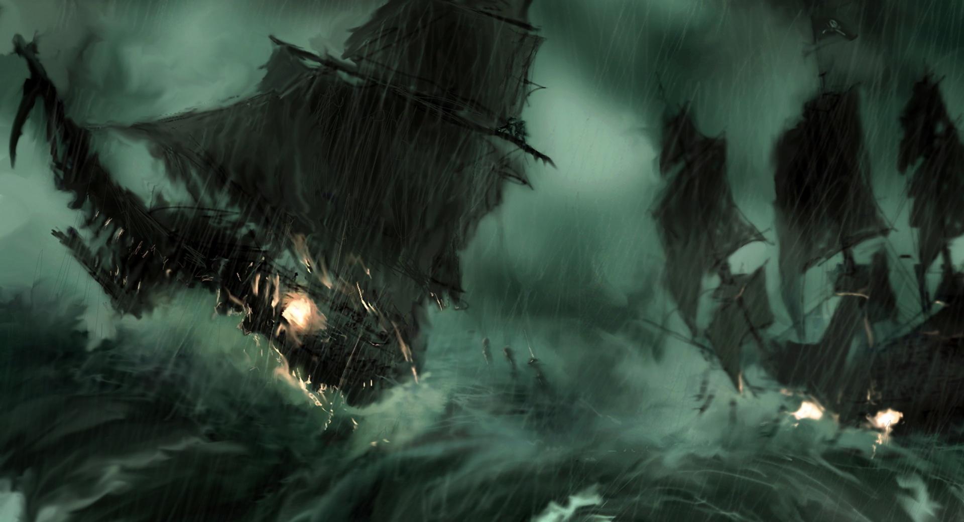 Ships On Storm at 2048 x 2048 iPad size wallpapers HD quality