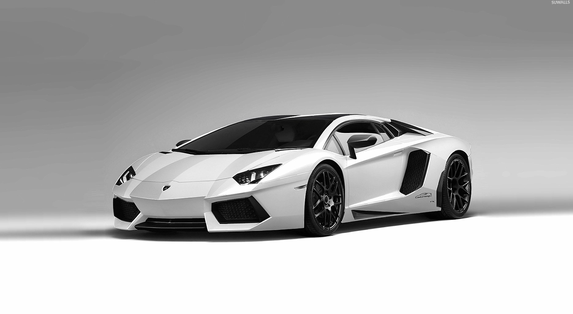 Silver Lamborghini Aventador front side view at 2048 x 2048 iPad size wallpapers HD quality
