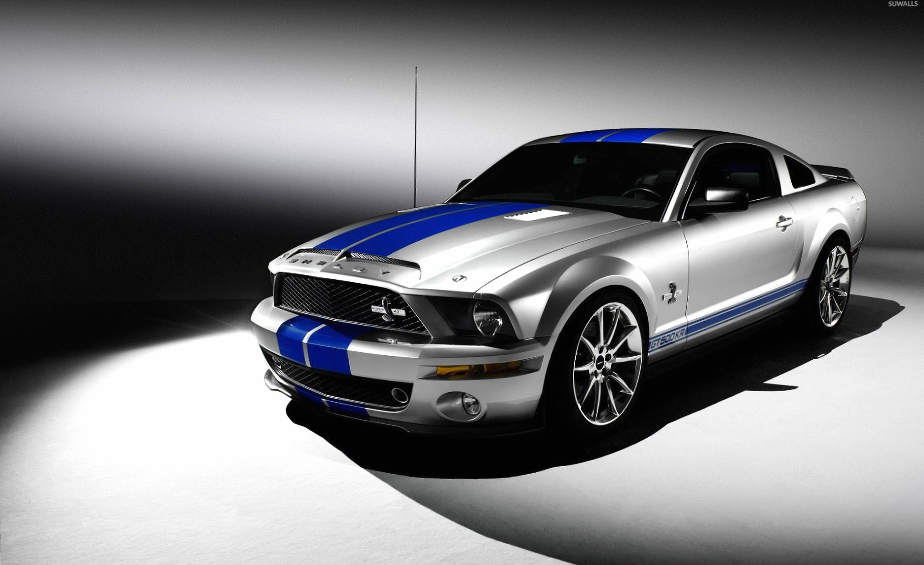 Silver Shelby Mustang GT500KR front side view wallpapers HD quality