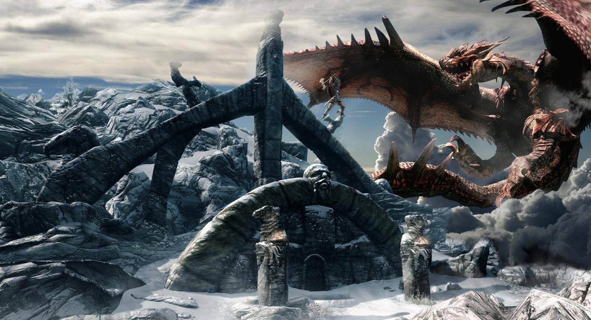 Skyrim Dragon at 1152 x 864 size wallpapers HD quality