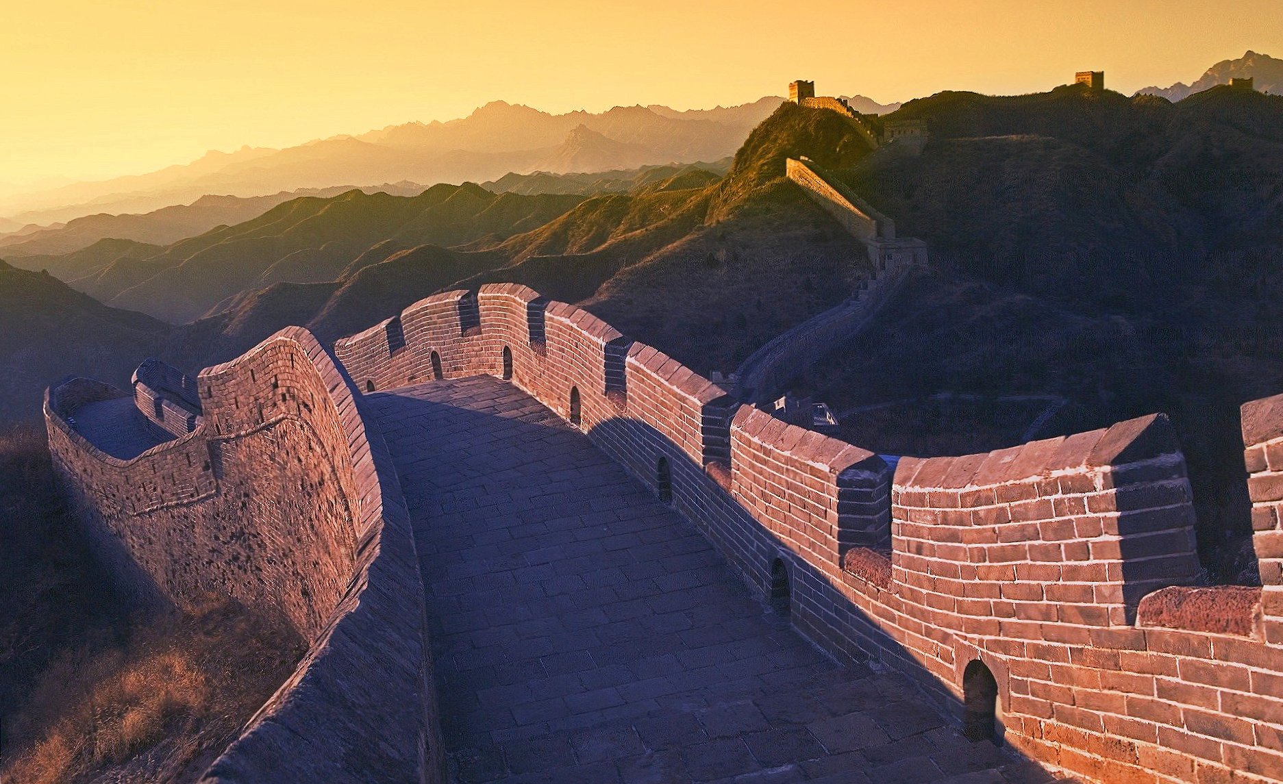 Sunset great wall china at 1600 x 1200 size wallpapers HD quality