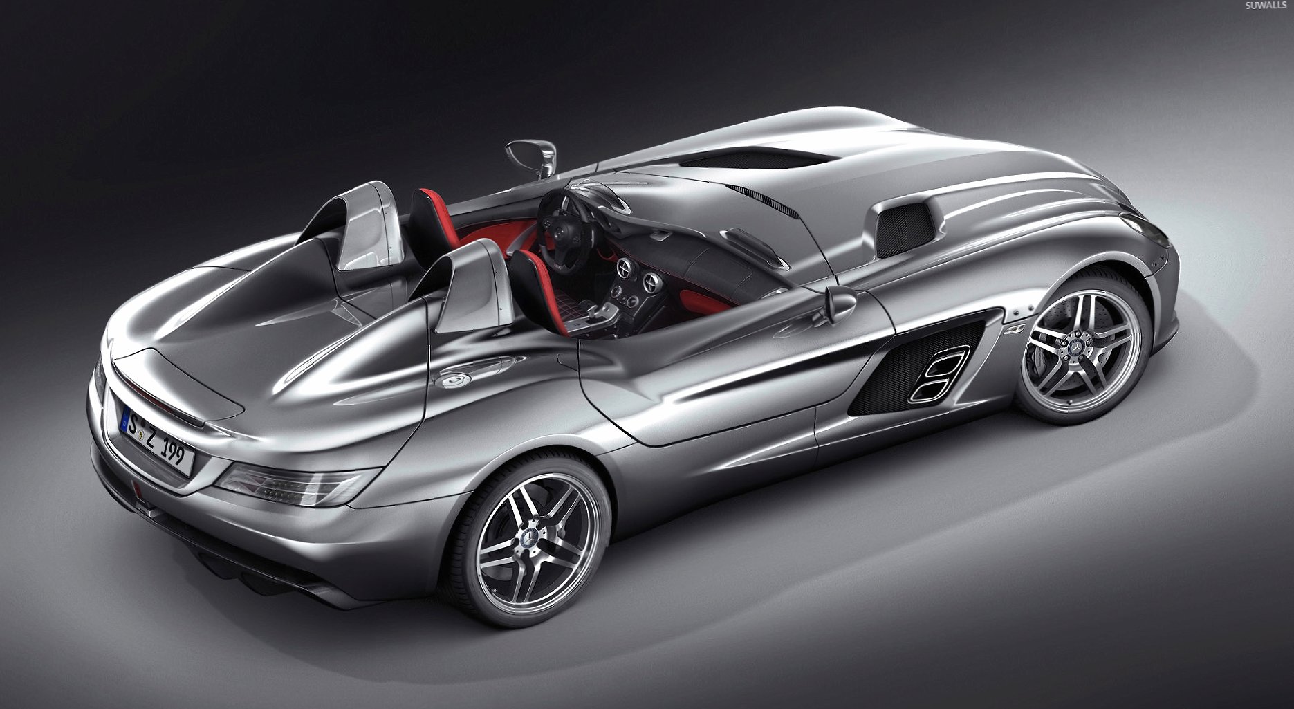 Top view of a silver Mercedes-Benz SLR McLaren at 640 x 1136 iPhone 5 size wallpapers HD quality