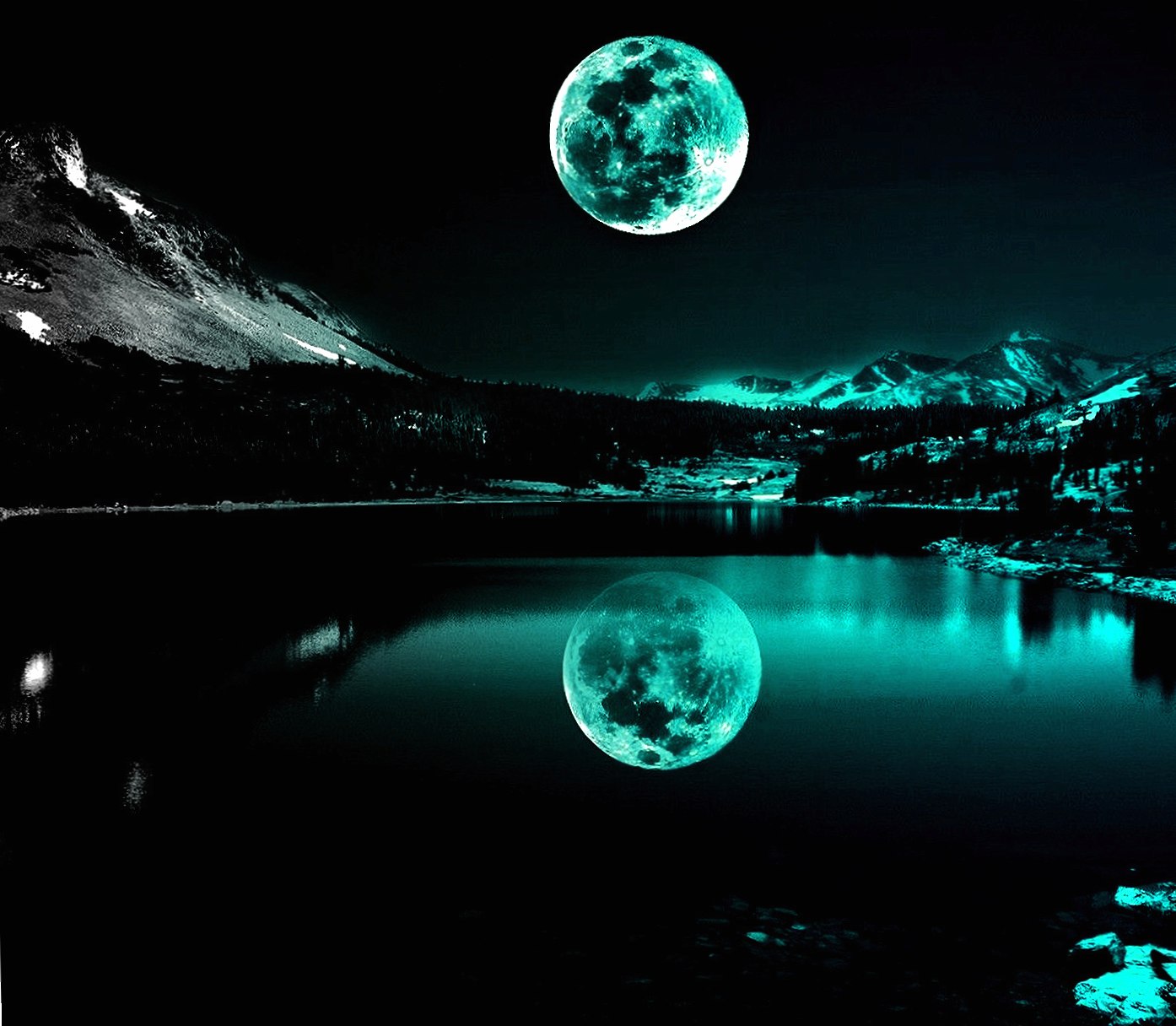 Turquoise Moonlight at 640 x 1136 iPhone 5 size wallpapers HD quality