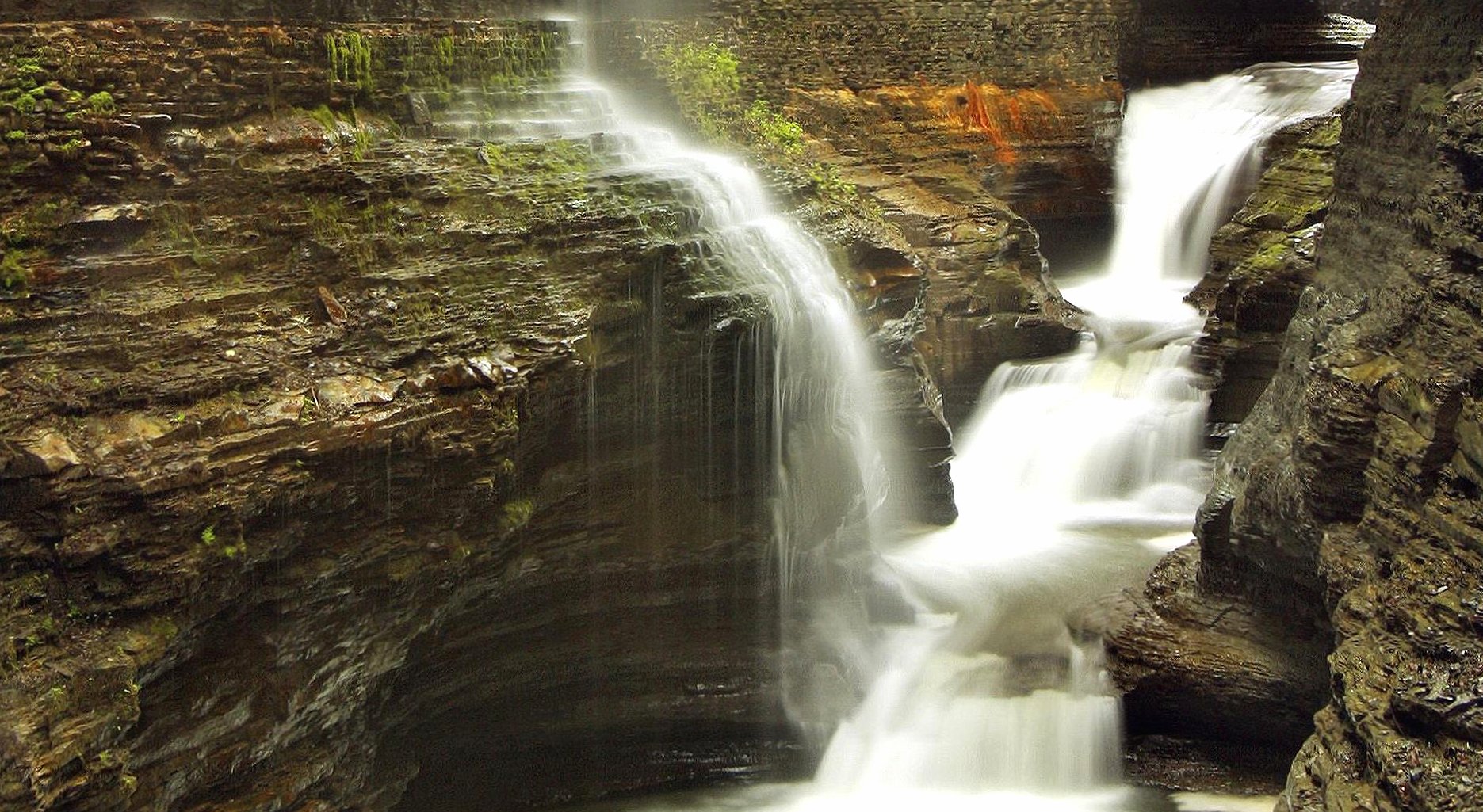 Twin waterfall at 640 x 1136 iPhone 5 size wallpapers HD quality
