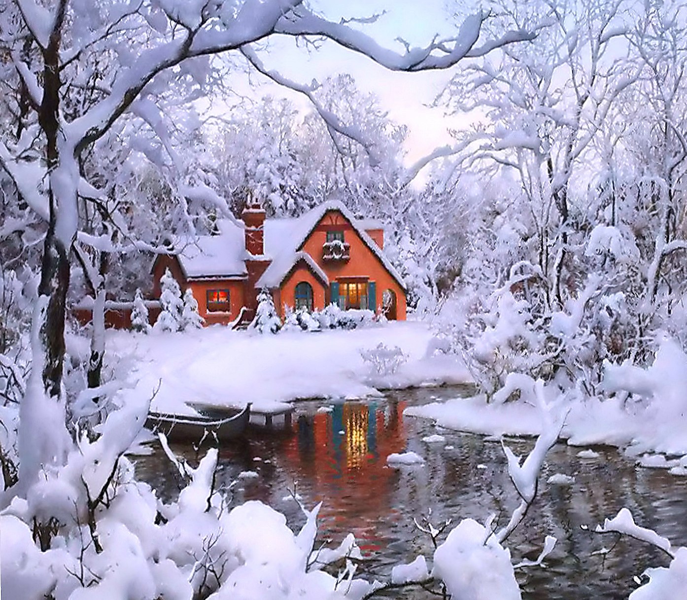 Winter House at 1280 x 960 size wallpapers HD quality