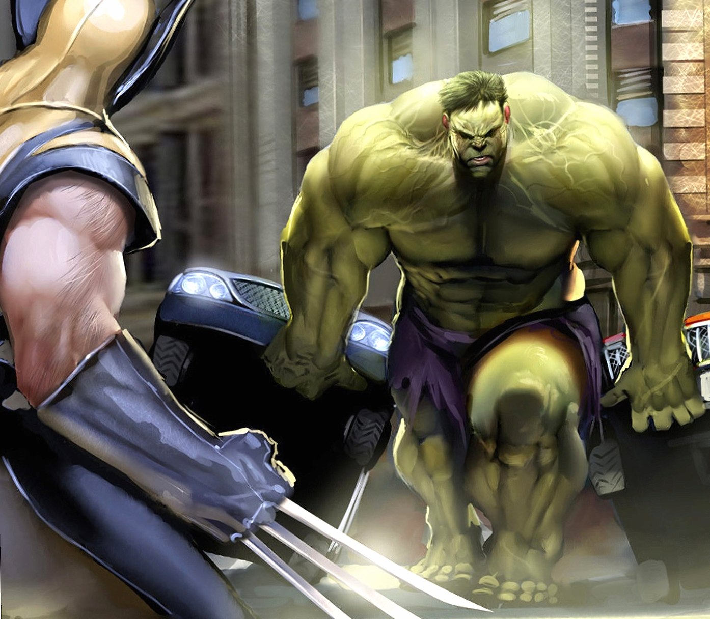 Wolverine vs Hulk at 1024 x 1024 iPad size wallpapers HD quality