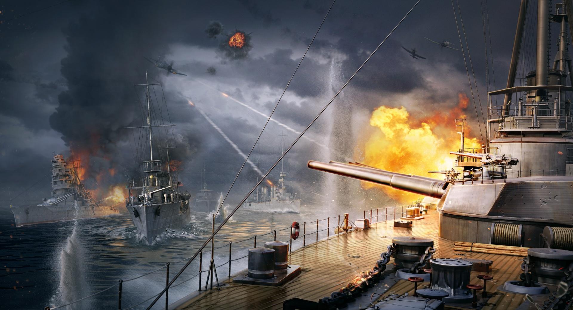 World Of Warships Battleships at 2048 x 2048 iPad size wallpapers HD quality