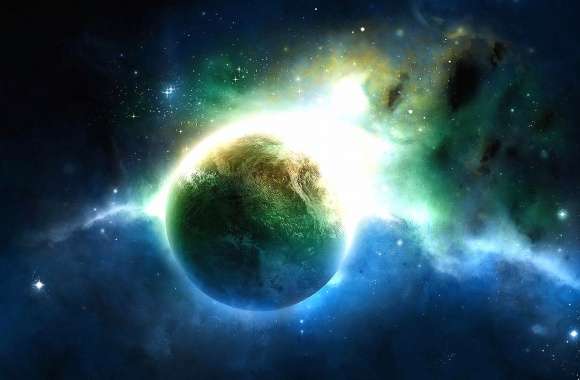 green blue light planet space