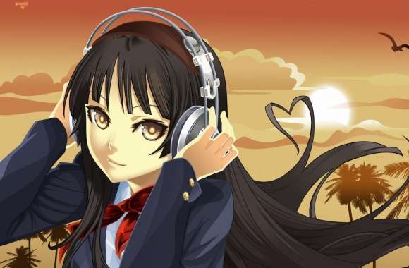 K ON! Mio Listening To Music wallpapers hd quality