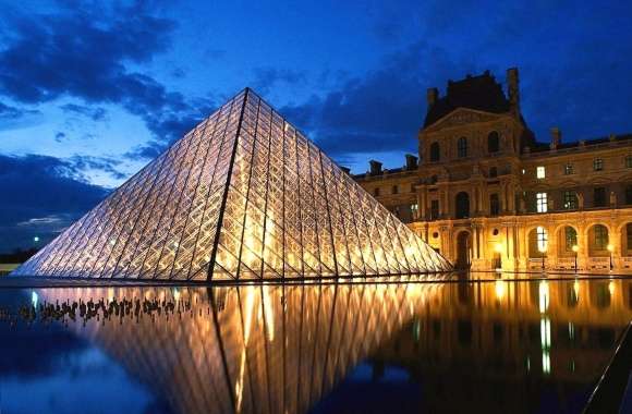 Louvre museum paris by night wallpapers hd quality
