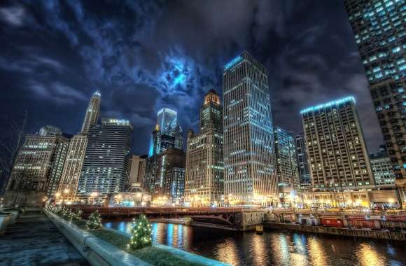 Night in chicago city