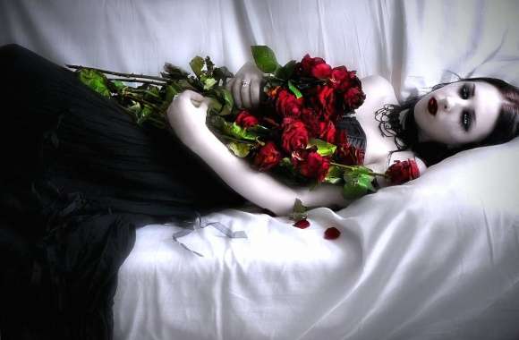 Red roses vampire girl