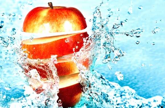 Sliced apple in water wallpapers hd quality