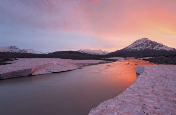 Sunset Alsek River British Columbia Canada