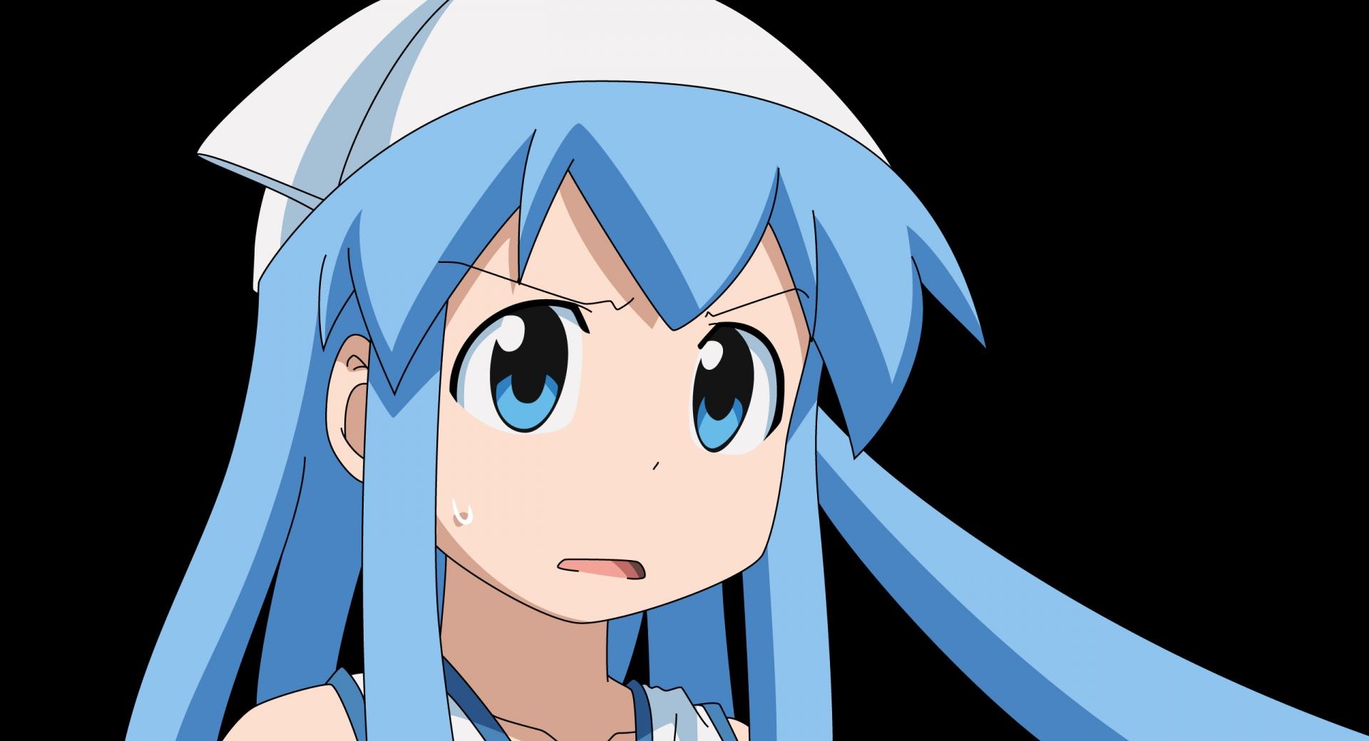 Anime Angry Girl With Blue Hair at 320 x 480 iPhone size wallpapers HD quality