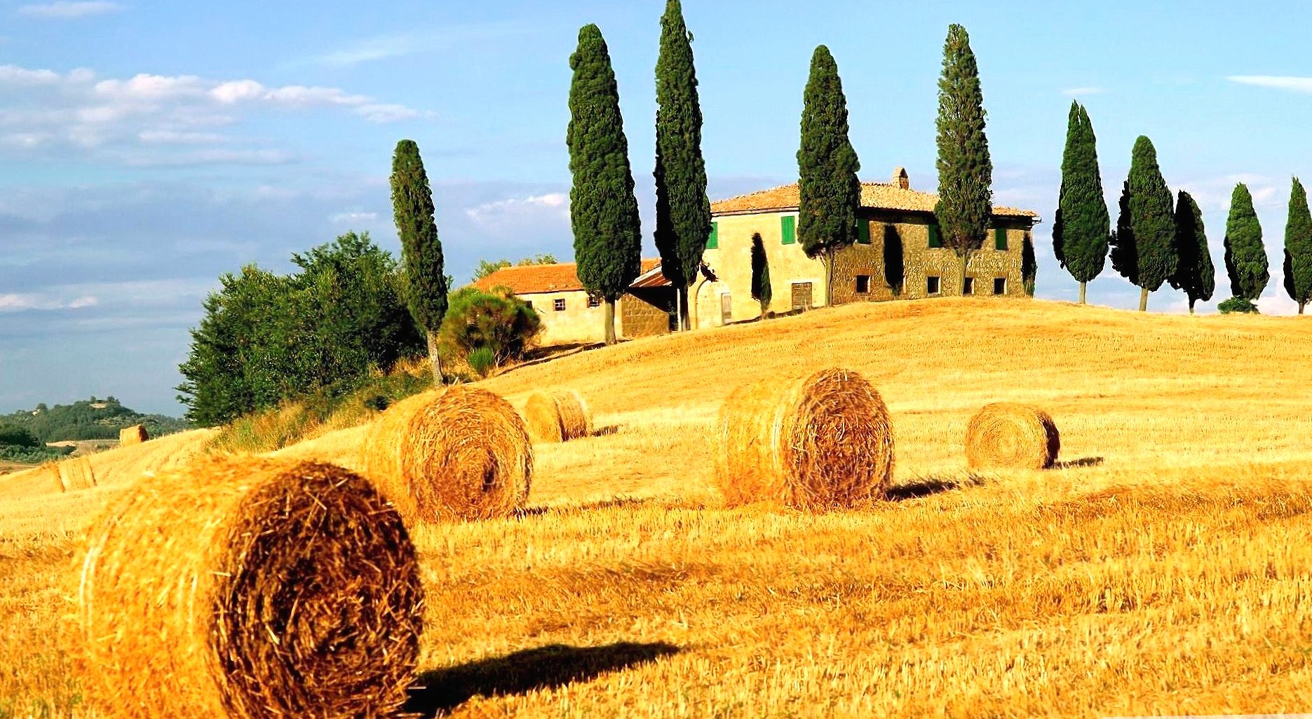 Bale of hay tuscan italy at 1152 x 864 size wallpapers HD quality