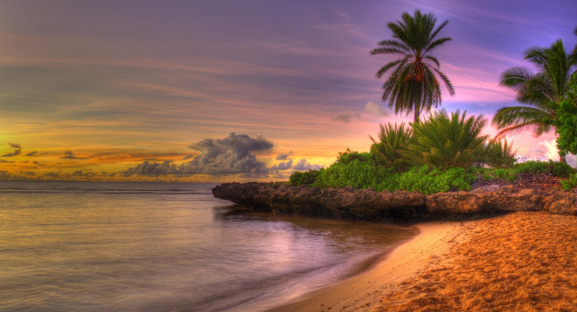 Beach HDR at 320 x 480 iPhone size wallpapers HD quality