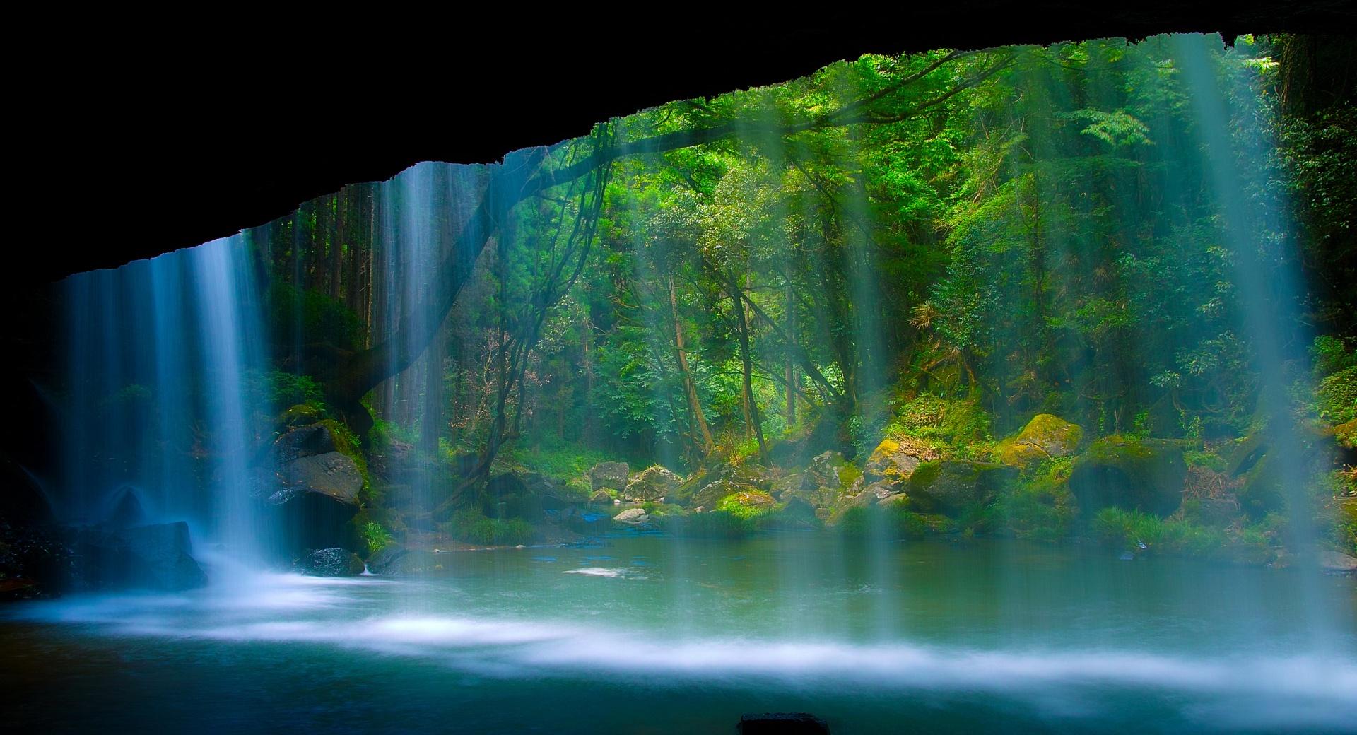 Behind The Waterfall at 1024 x 768 size wallpapers HD quality