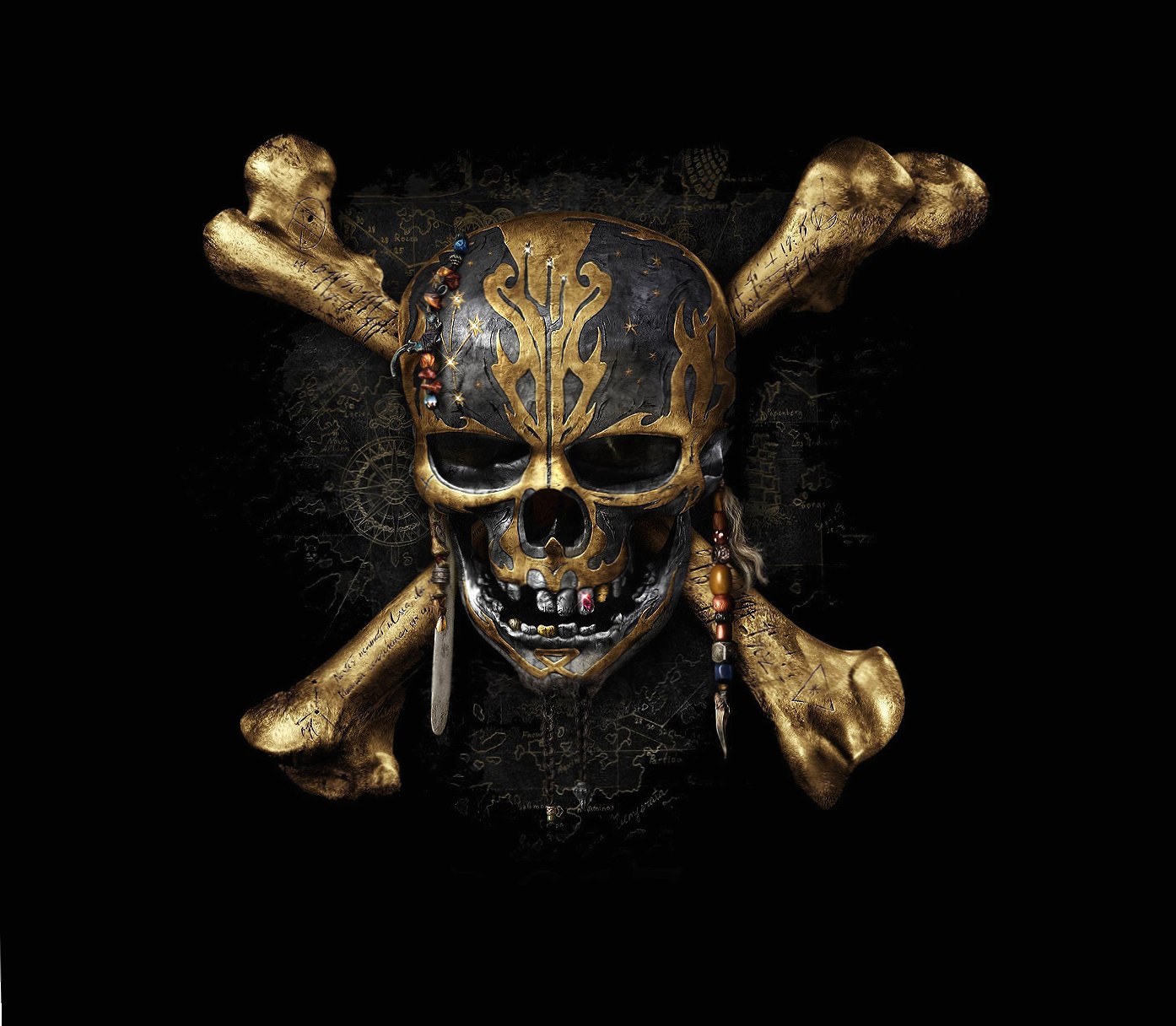 Caribbean Skull at 640 x 960 iPhone 4 size wallpapers HD quality