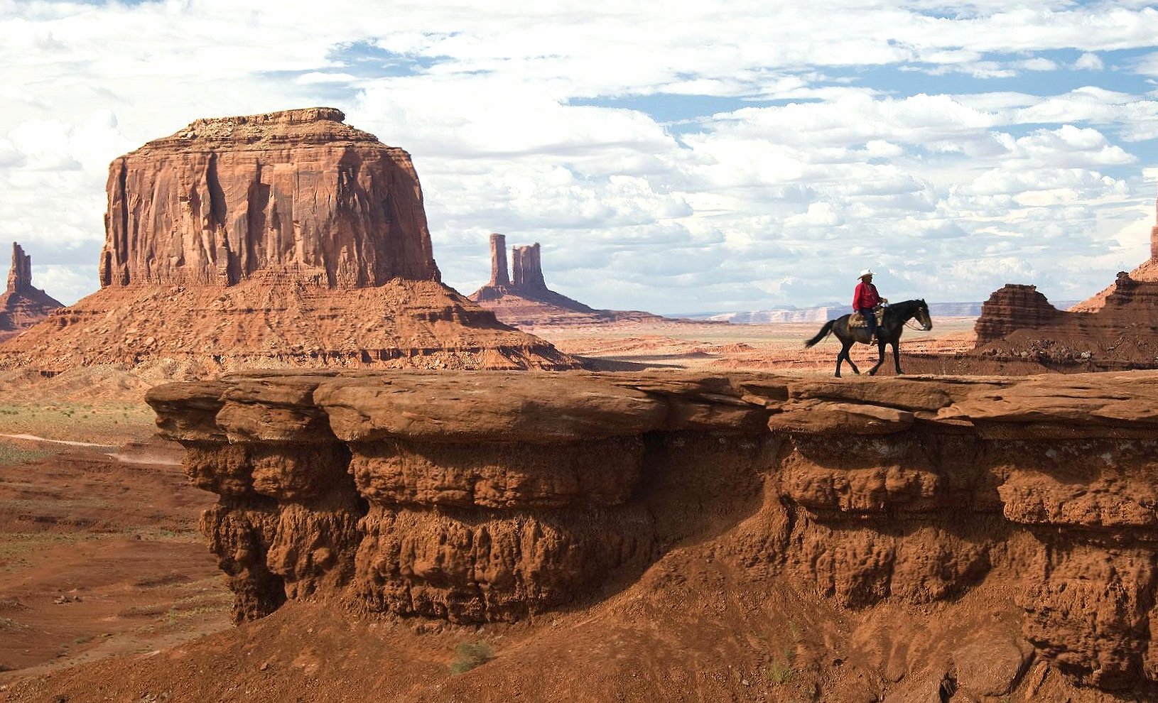 cow boy in monument valley at 320 x 480 iPhone size wallpapers HD quality