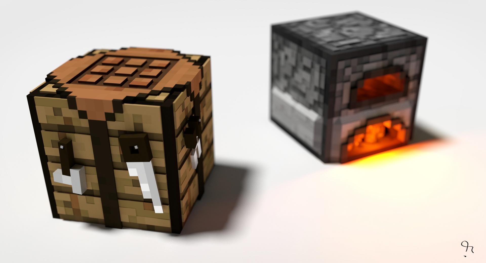 Crafting Table and Furnace at 640 x 1136 iPhone 5 size wallpapers HD quality