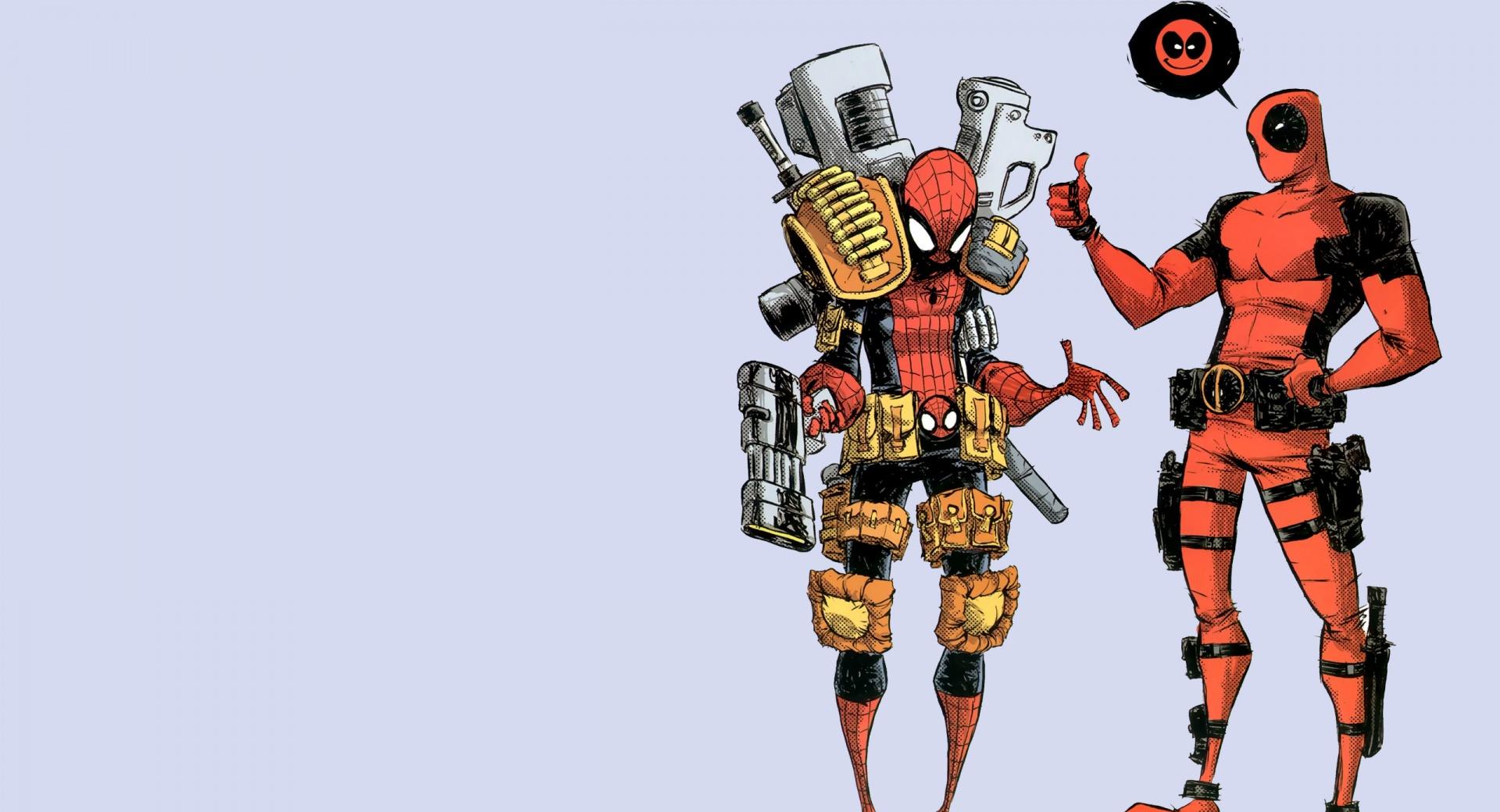 Deadpool And Spiderman at 640 x 960 iPhone 4 size wallpapers HD quality