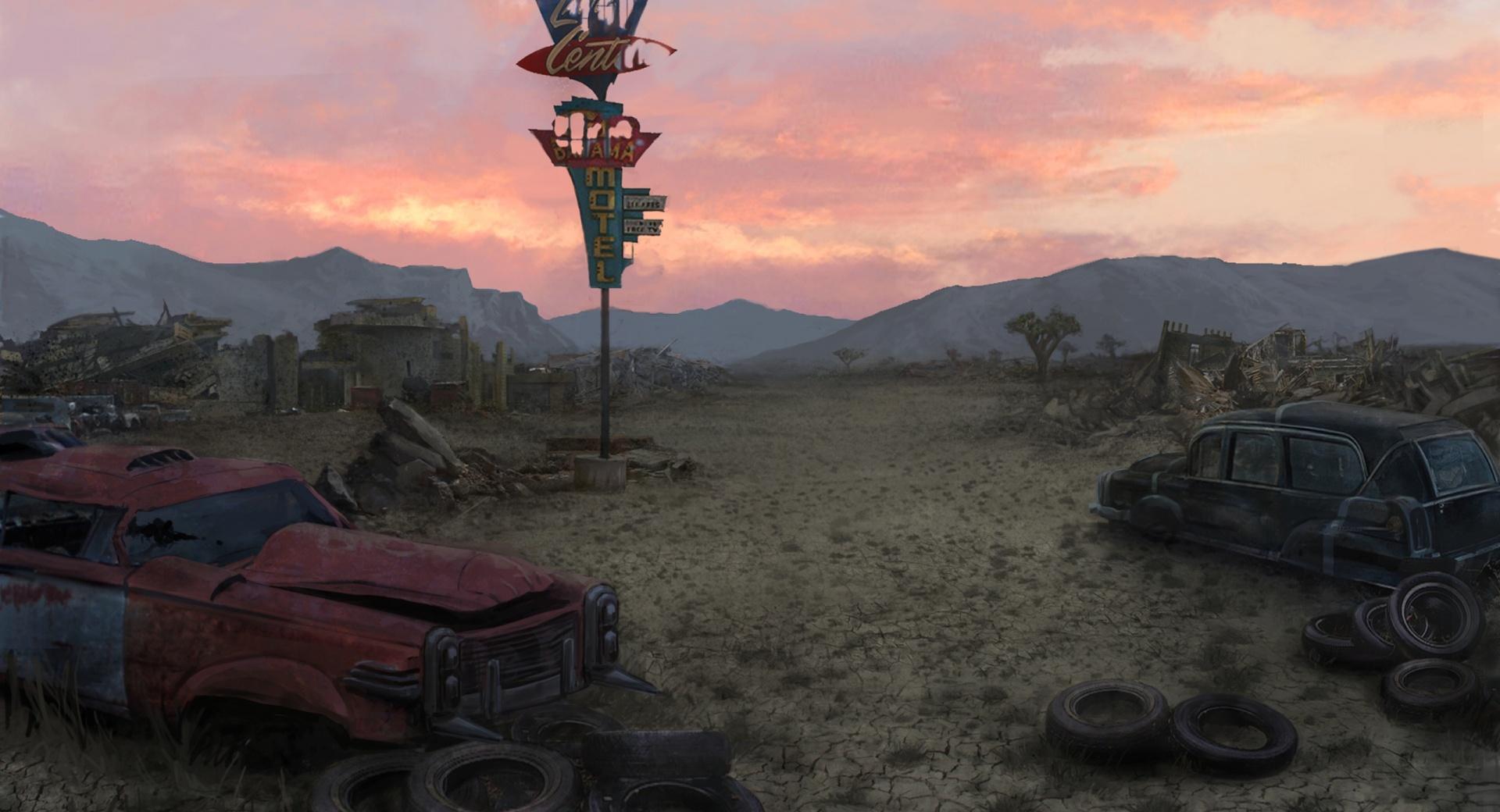 Fallout New Vegas Concept Art - Junkyard at 320 x 480 iPhone size wallpapers HD quality