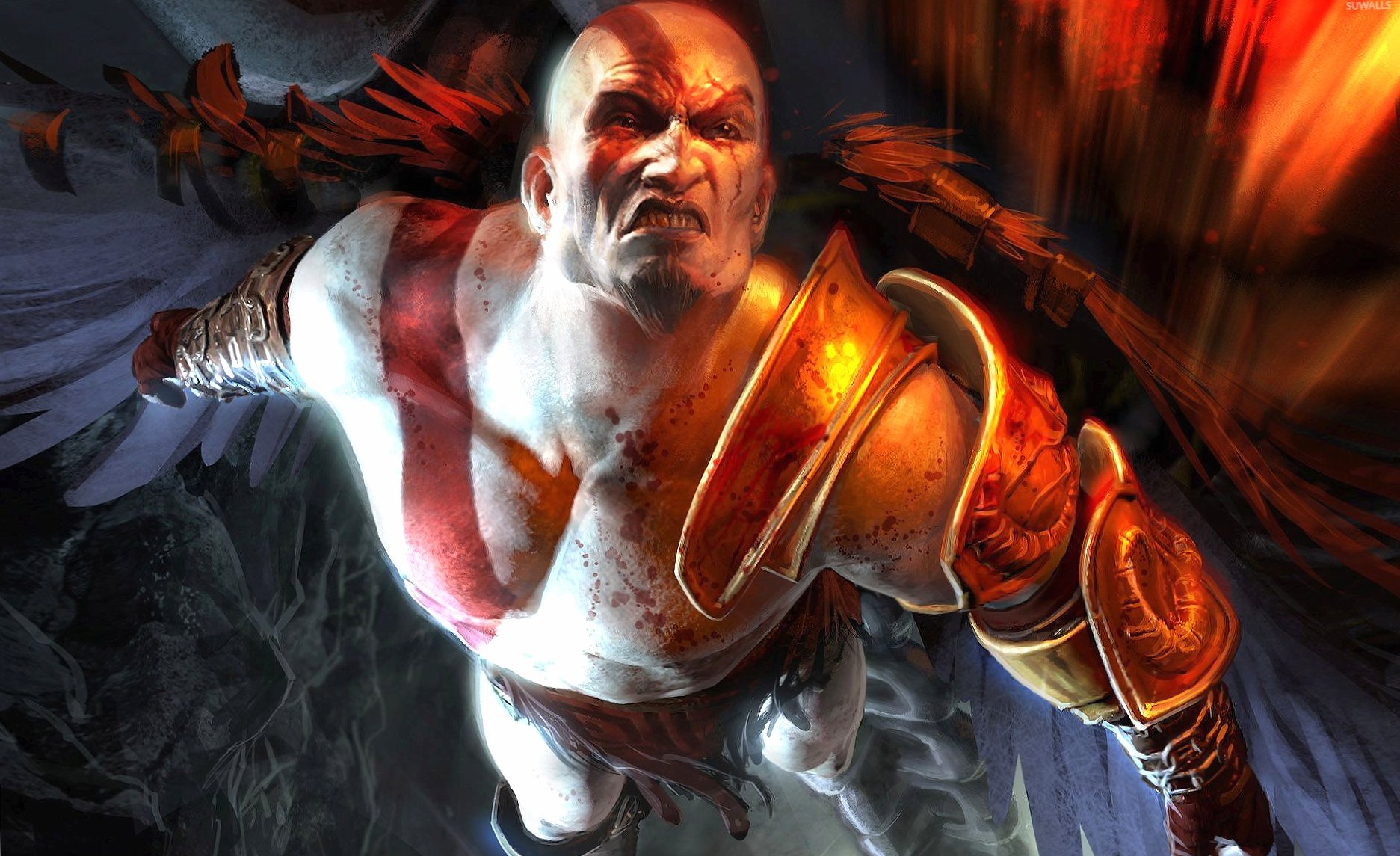 Flying Kratos in God of War at 1024 x 1024 iPad size wallpapers HD quality