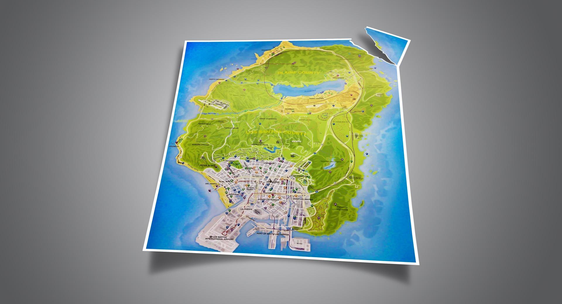 GTA 5 official map at 1024 x 1024 iPad size wallpapers HD quality