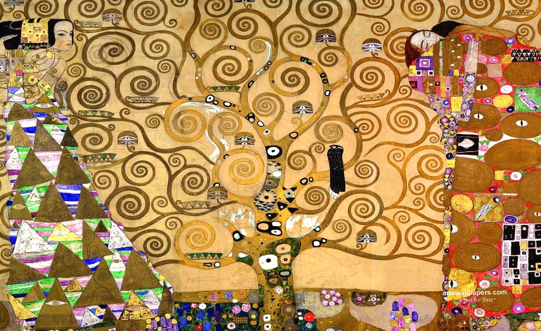 gustav klimt the tree house at 640 x 960 iPhone 4 size wallpapers HD quality