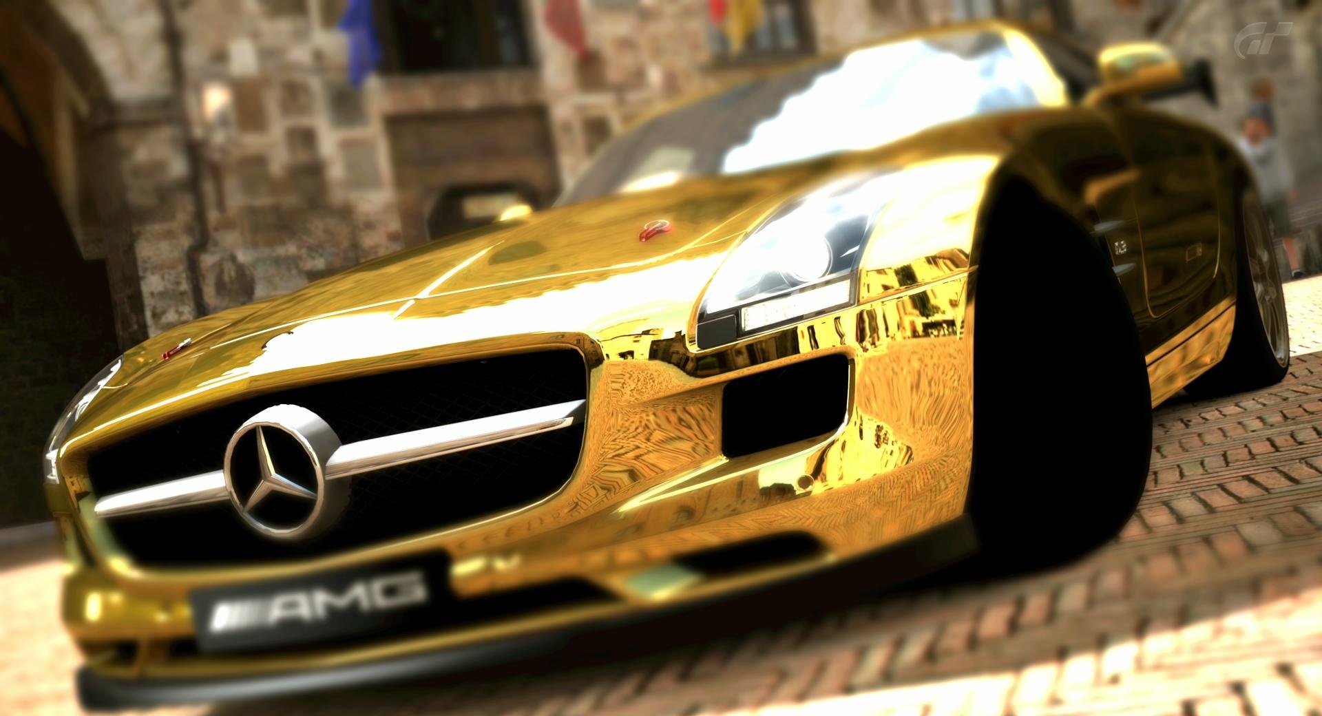 Mercedes Benz SLS AMG Gold wallpapers HD quality