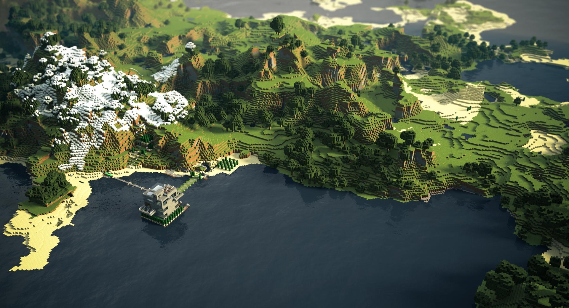 Minecraft Landscape at 2048 x 2048 iPad size wallpapers HD quality