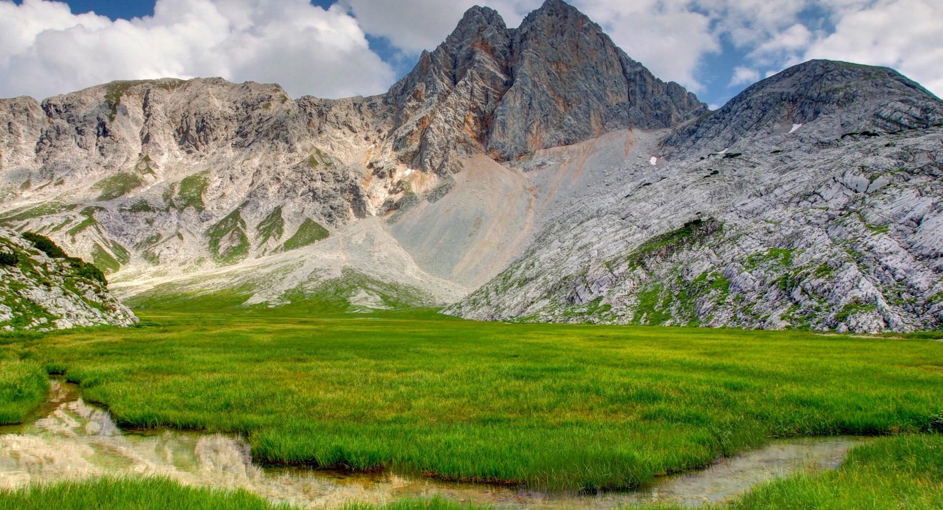 Mountain Ground Grass Stream at 750 x 1334 iPhone 6 size wallpapers HD quality