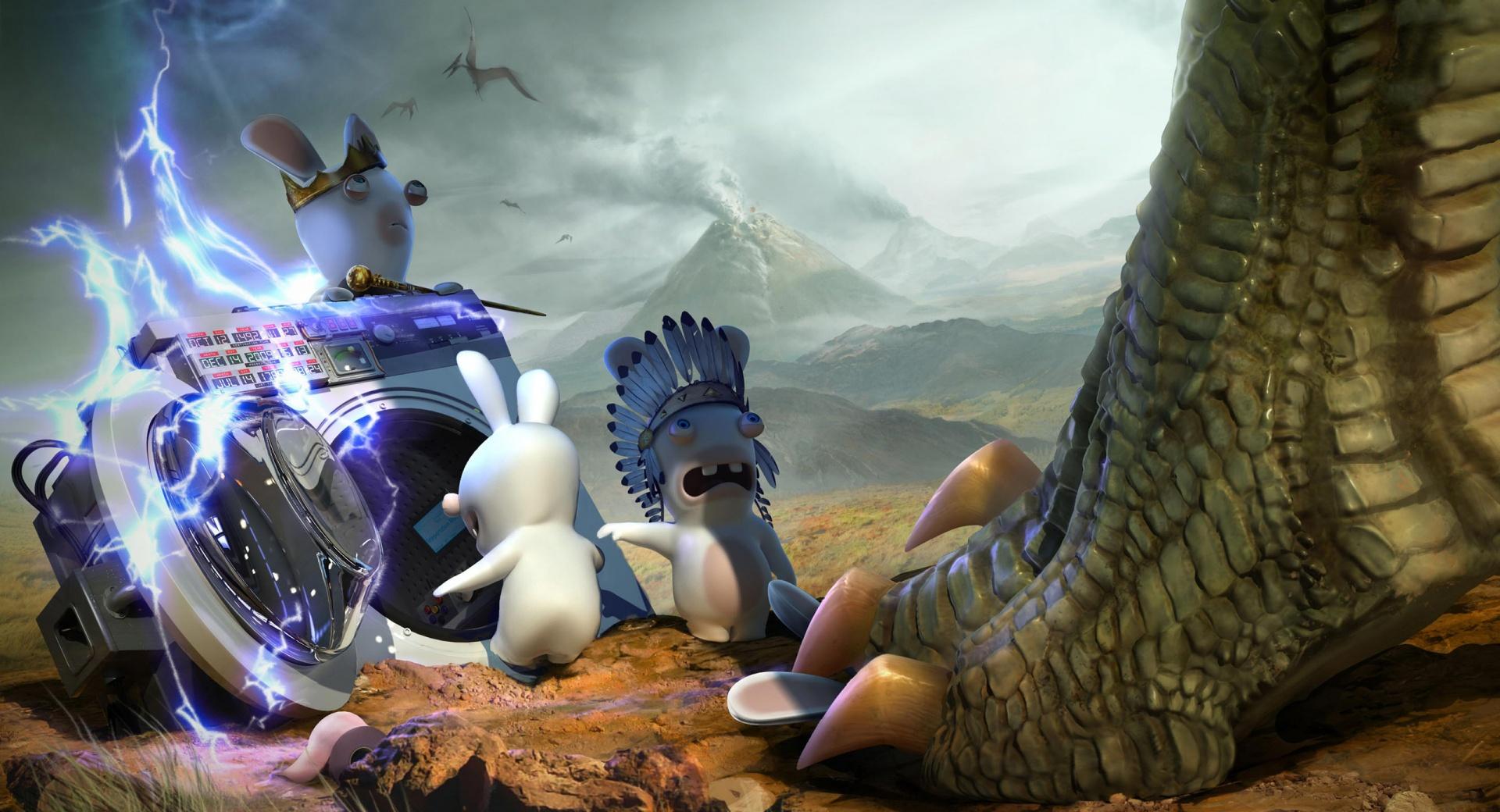 Raving Rabbids Travel In Time - Jurassic at 1152 x 864 size wallpapers HD quality