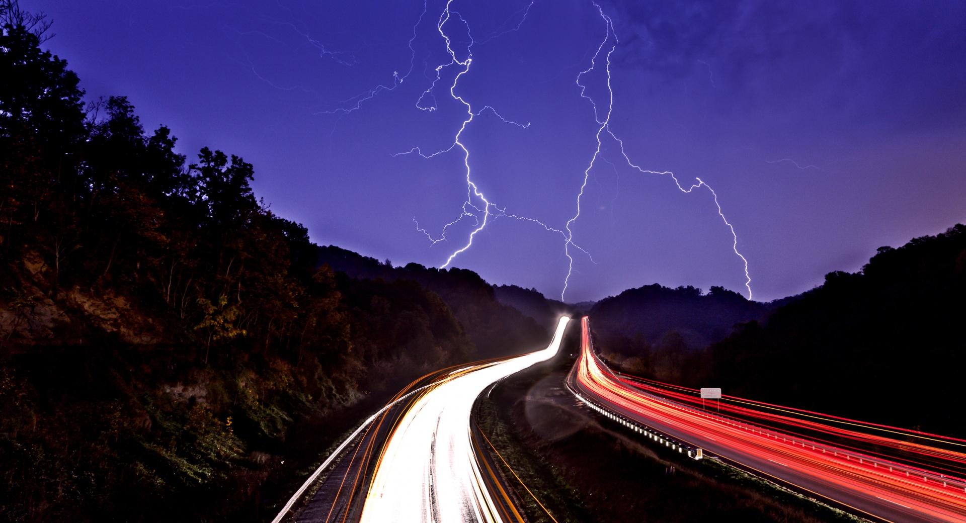 Stormy Night Road at 1334 x 750 iPhone 7 size wallpapers HD quality