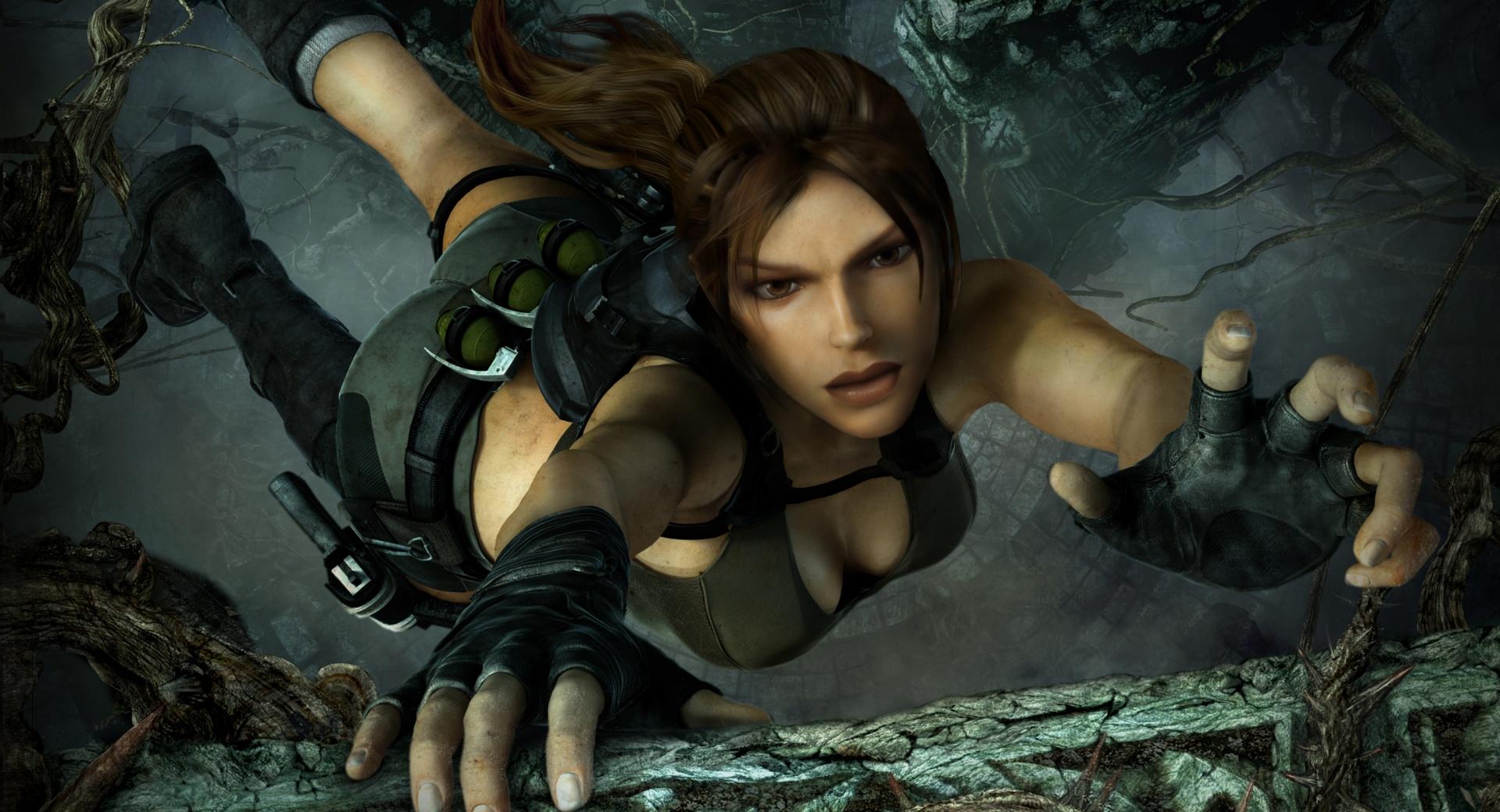 Tomb Raider Underworld Lara Croft Falling at 750 x 1334 iPhone 6 size wallpapers HD quality