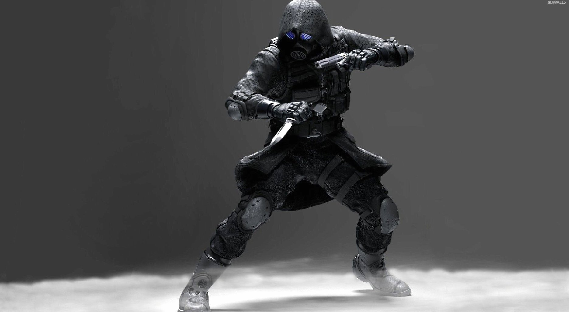 VECTOR with a gun and a knife - Resident Evil at 640 x 1136 iPhone 5 size wallpapers HD quality