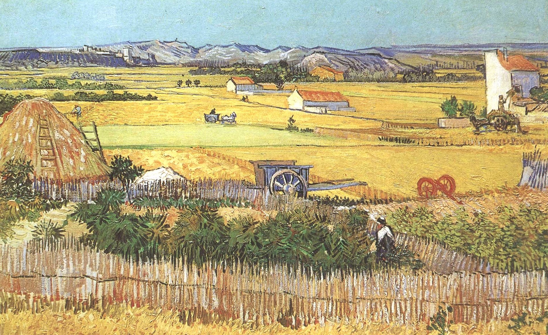 Vincent van gogh harvest at 320 x 480 iPhone size wallpapers HD quality