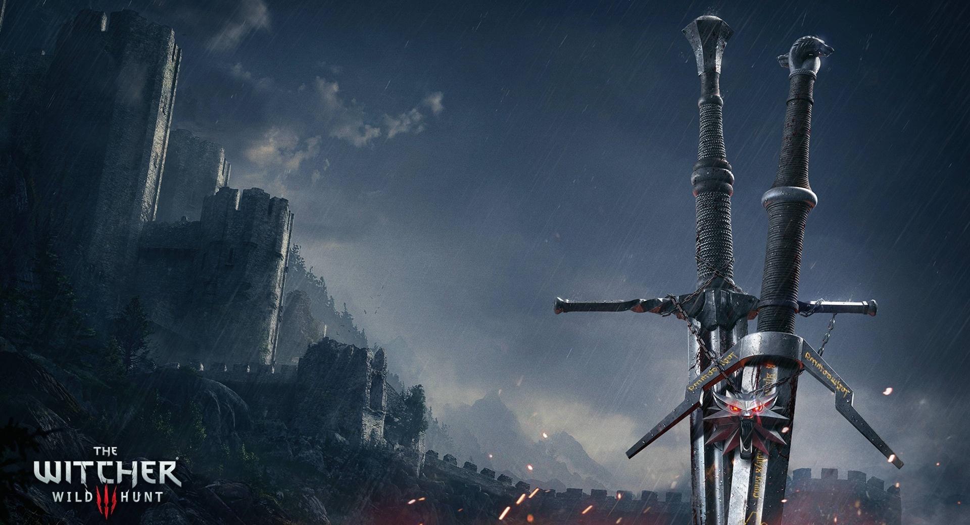 Witcher 3 Wild Hunt Swords at 320 x 480 iPhone size wallpapers HD quality