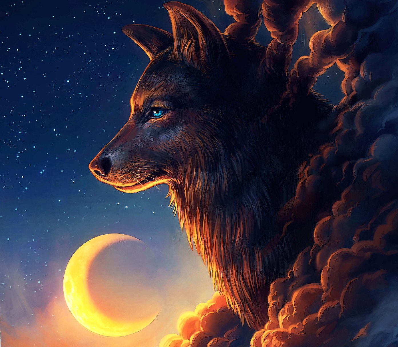 Wolf in Cloud at 320 x 480 iPhone size wallpapers HD quality