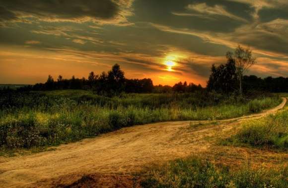 Country Road At Sunset