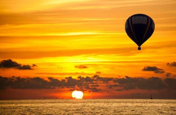 Hot Air Balloon, Orange Sunset